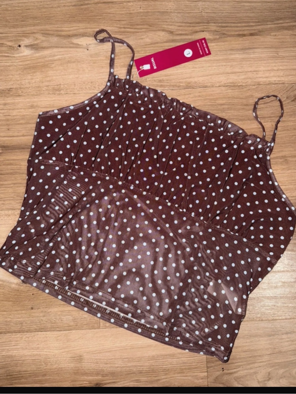 Brand new brown and white polka dot crop top.